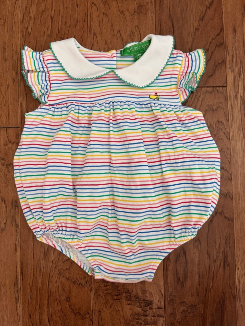 Masters Multicolor Stripe Baby Bubble with White Peter Pan Collar